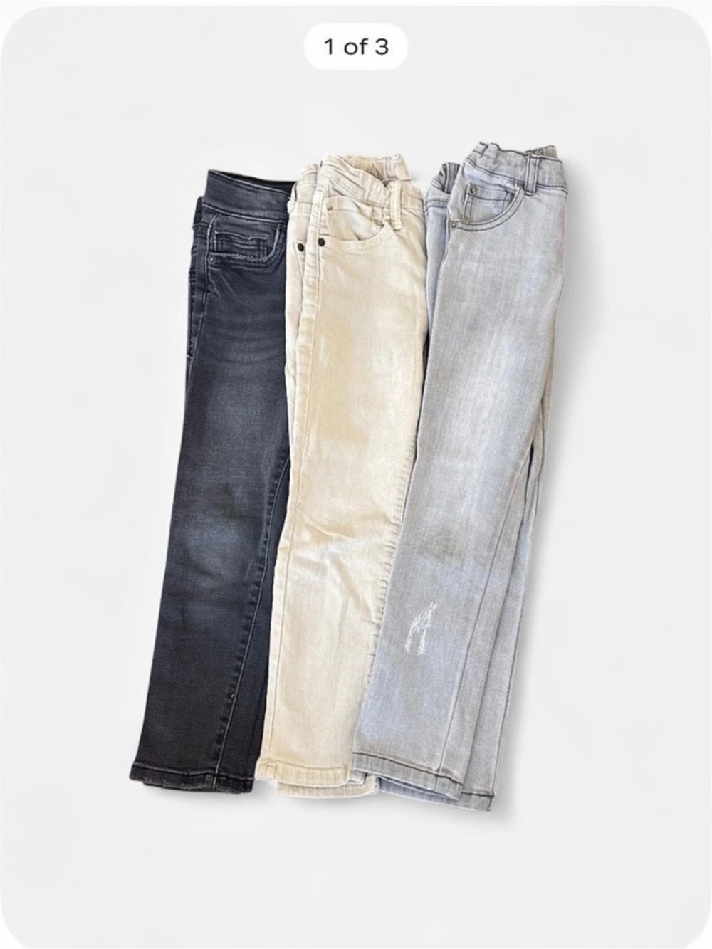 Kids Jeans 3-Pair Bundle Black, Gray & Cream